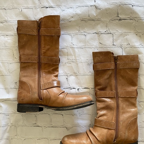 Bronx Shoes Leather Tan Motorcycle Boots Tall Size 8 Poshmark